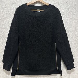 Varley Oakden Sherpa Teddy Pullover Black Side Zip Size Small